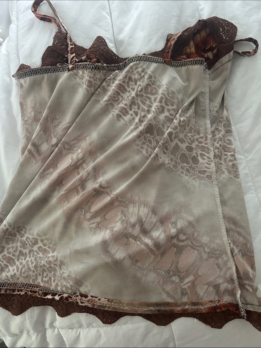Cutest Vintage Brown Leopard Print Lace-Trim Camisole Tank Top - Picture 6 of 7